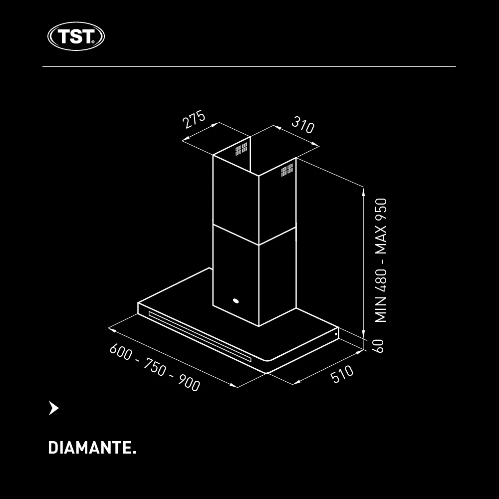 TST-CAMPANA DIAMANTE DE PARED 60CM
