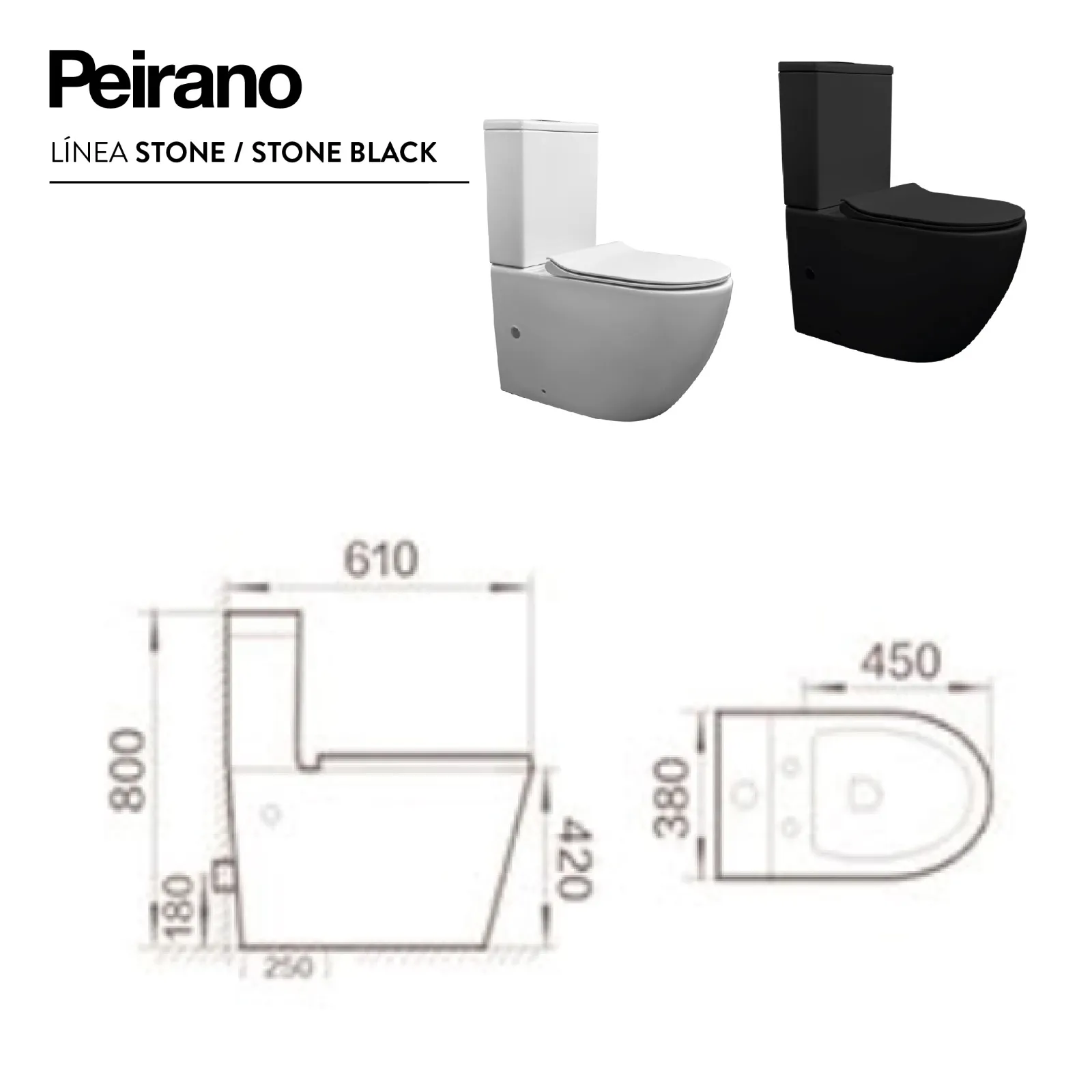 PEIRANO - STONE BLACK INODORO C/ASIENTO