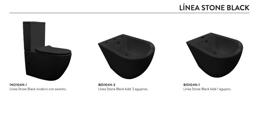 PEIRANO - STONE BLACK BIDET 3 AGUJEROS NEGRO