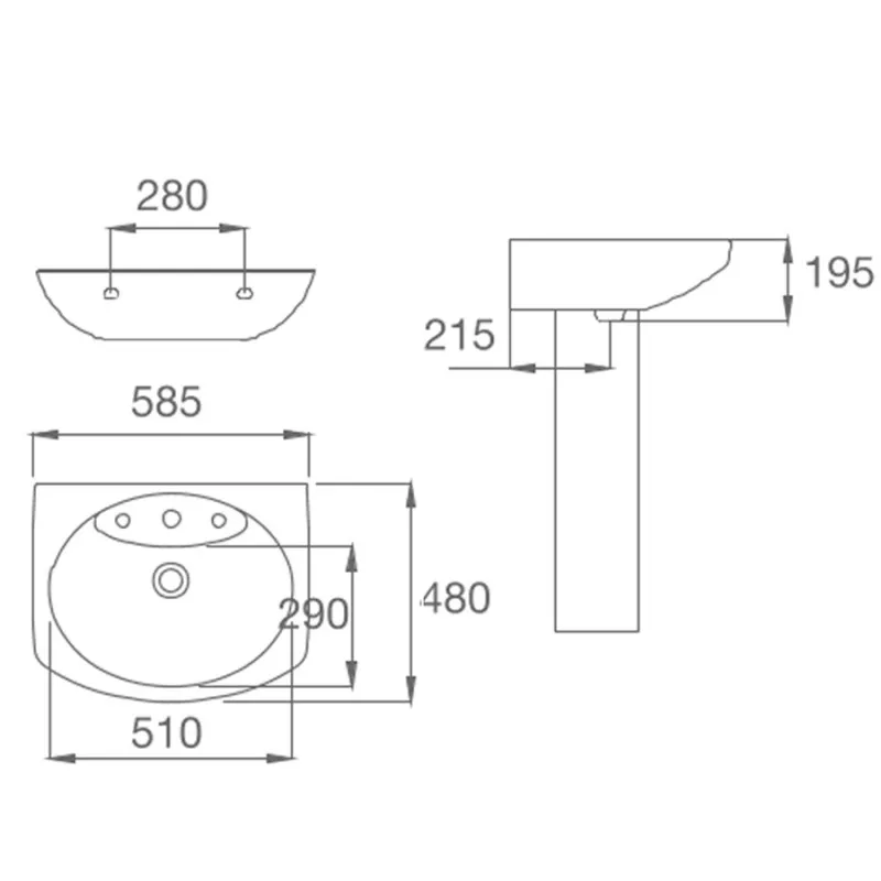 Lavatorio 3 Agujero Blanco Dama Senso Roca