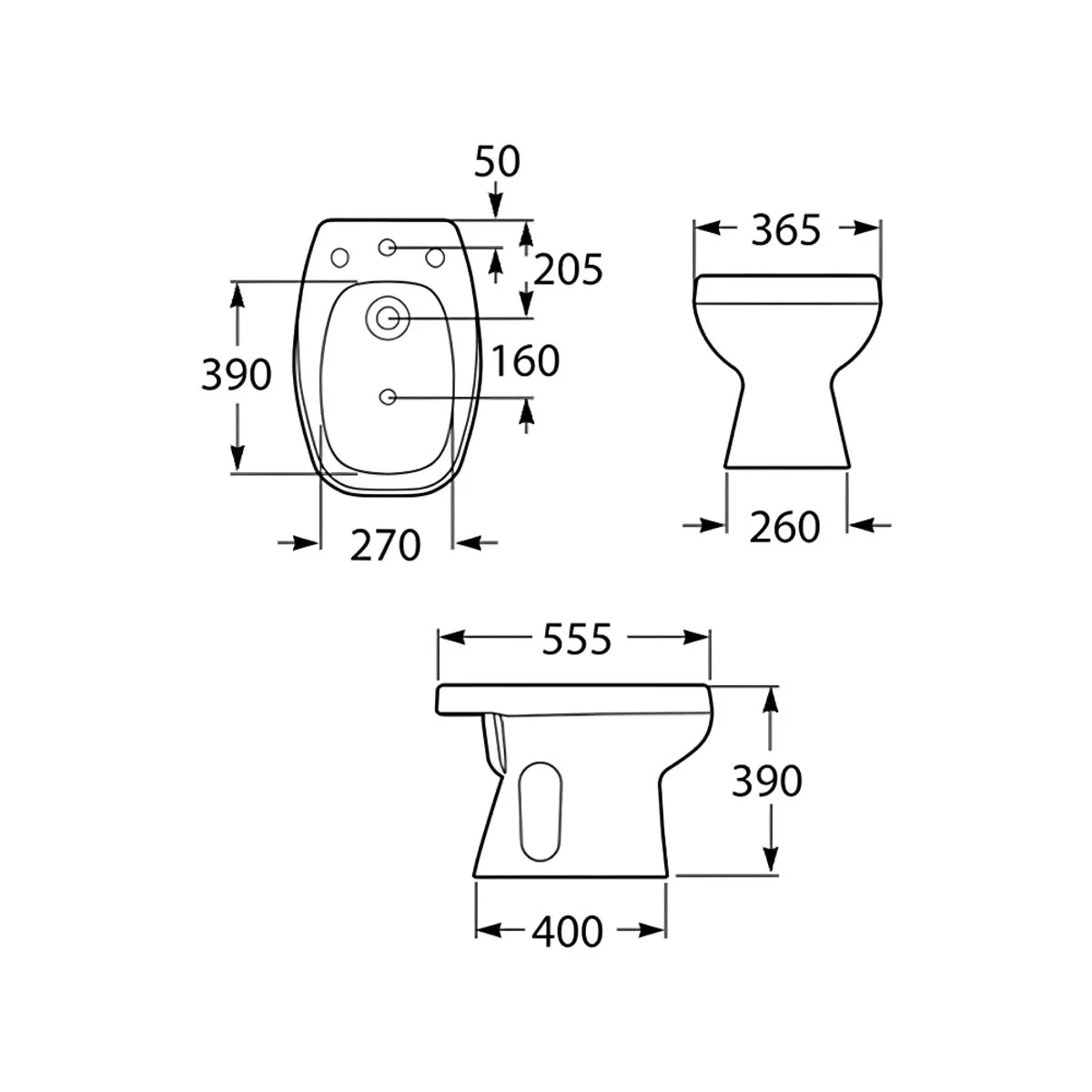 Bidet Roca Mónaco Blanco 3 agujeros
