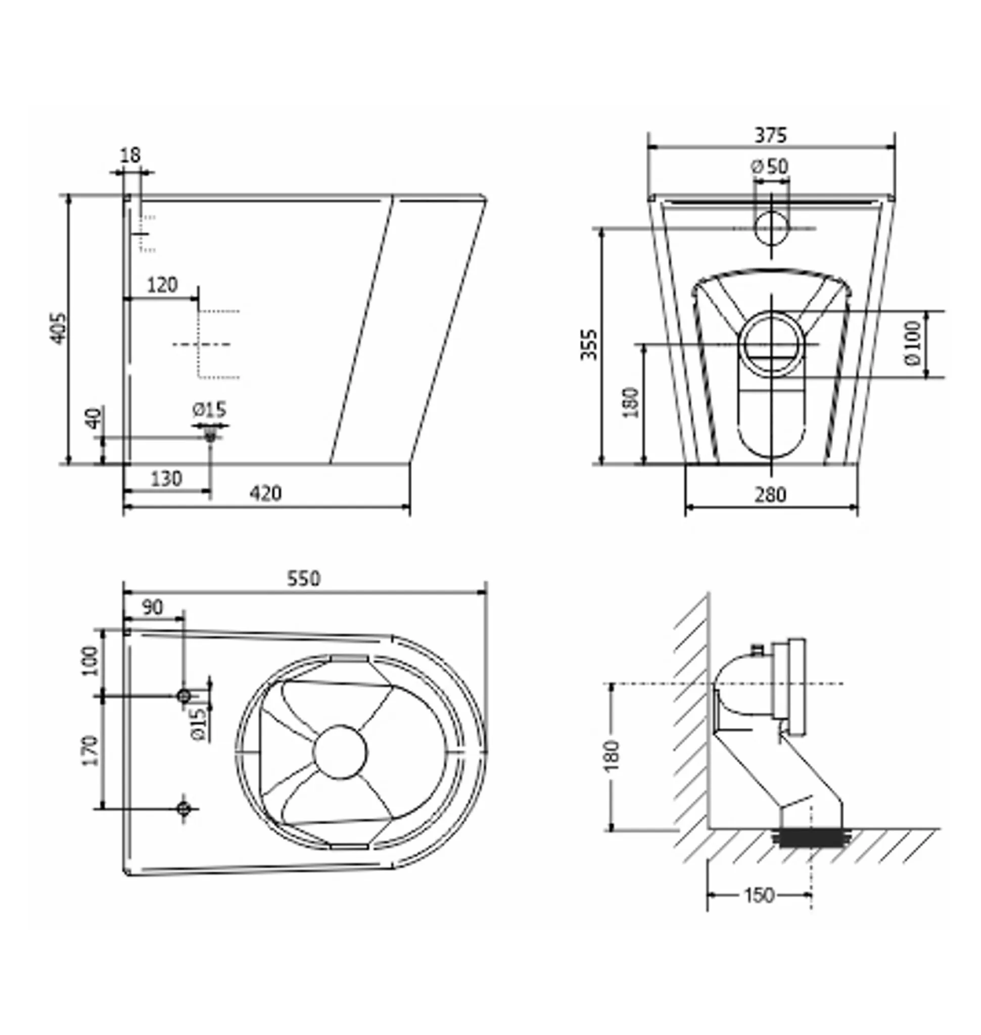 Inodoro Corto Piazza Padova con Asiento