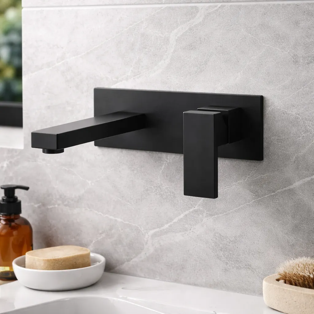 Grifería Peirano Soria Black Lavatorio Pared Embutir Monocomando