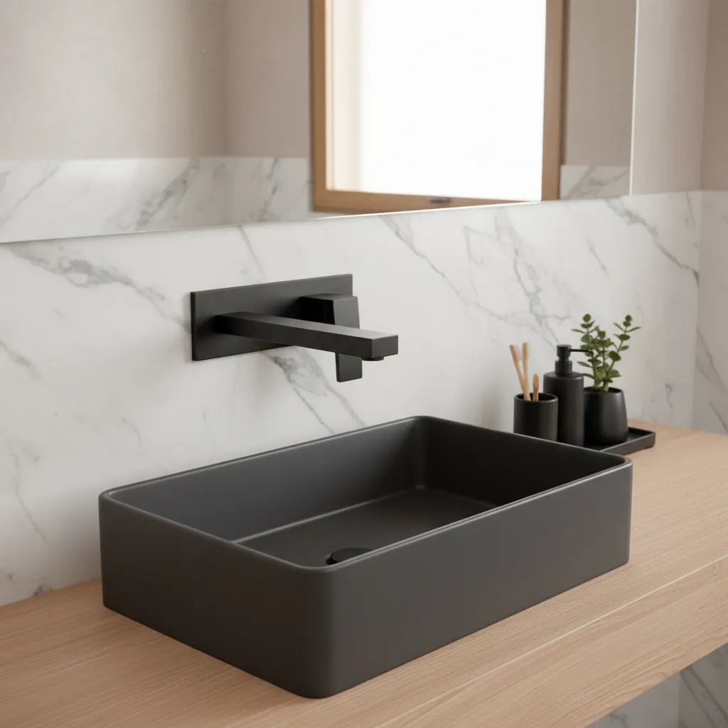 Grifería Peirano Soria Black Lavatorio Pared Embutir Monocomando