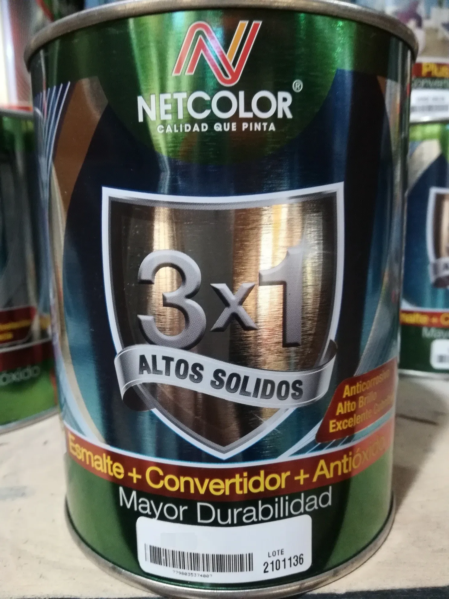 NET COLOR- 3x1 ESMALTE+CONVERT.+ANTIOXIDO BLANCO x4 lts